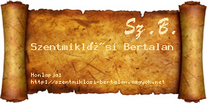Szentmiklósi Bertalan névjegykártya