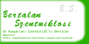 bertalan szentmiklosi business card